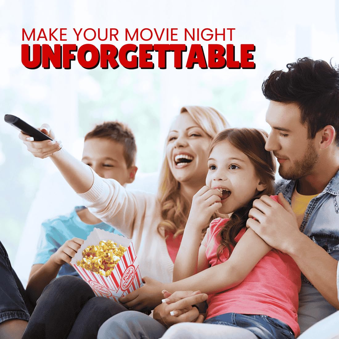 ZEEGO0 100-Pack Popcorn Boxes, Sturdy and Durable Popcorn Bucket, 7.75in Tall Large Capacity Containers, Cups & Bowls, Convenient Movie Night Supplies, Perfect for Families, Parties, Carnivals