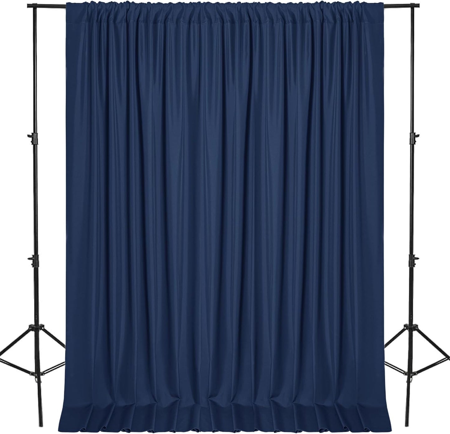 DWCN Backdrop Curtains for Parties, Background Curtains Photography Backdrop Drapes with Rod Pockets for Wedding Decorations Stage Birthday Family Gatherings, 2 Panels 5ft x 10ft, Navy Blue