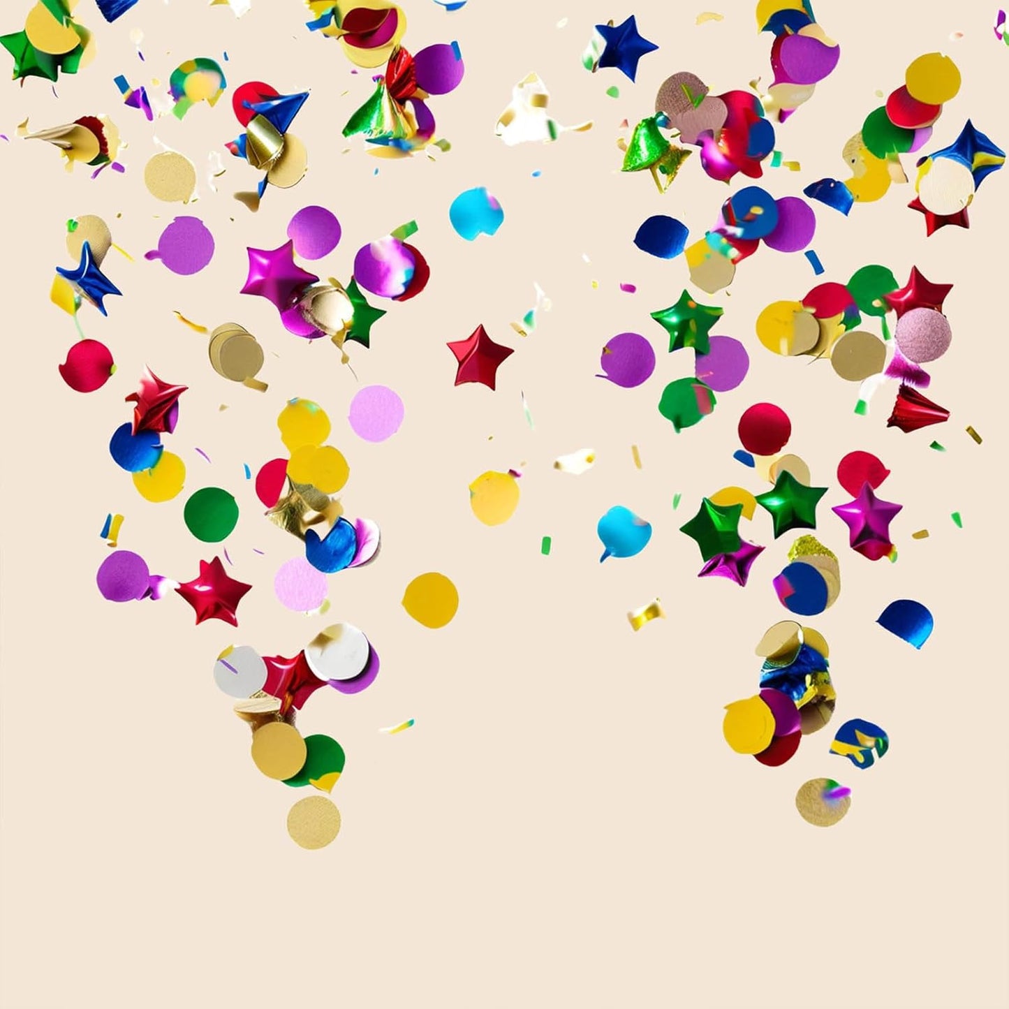 100g (3.53OZ) Rainbow Foil Confetti - Assorted Round, Heart & Star Shaped Table Confetti for Festive Celebrations