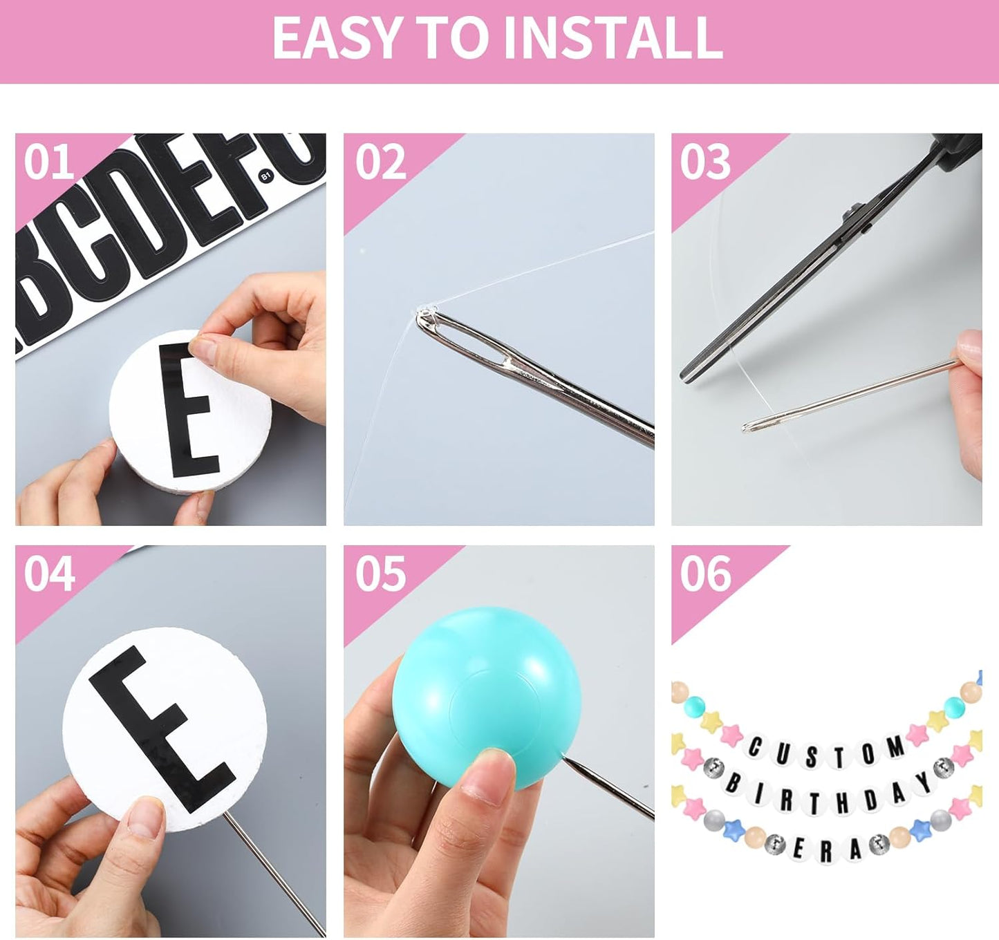 Giant Friendship Bracelet Garland Kit, DIY Birthday Banner with Letters Ball Jumbo Customizable Friendship Bracelet Decor for Halloween Christmas Wedding Party(Macaron Green, Gray, Khaki)