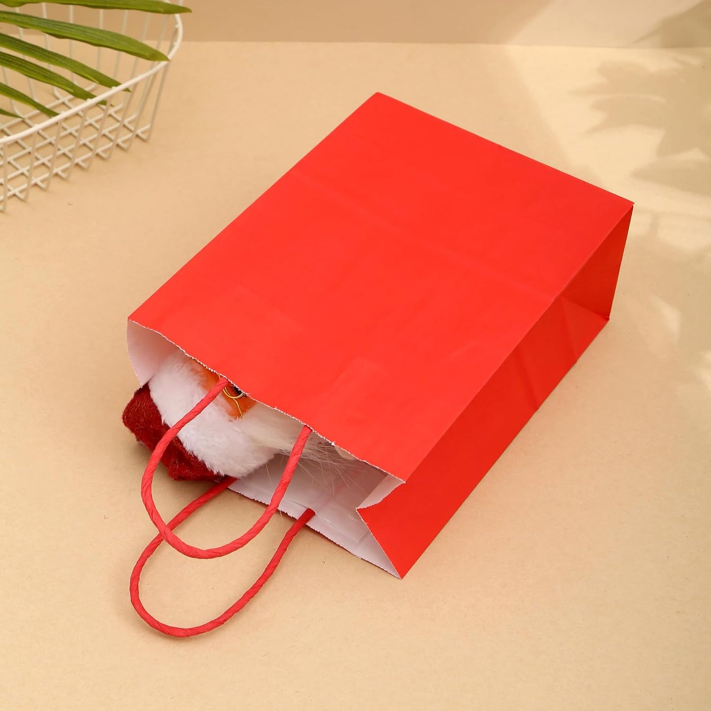 Piqiya Small Plain Kraft Paper Gift Bags with Handles - Red, 24pcs for Birthday, Wedding, Grocery, Retail, Business, Goody, Craft Bags