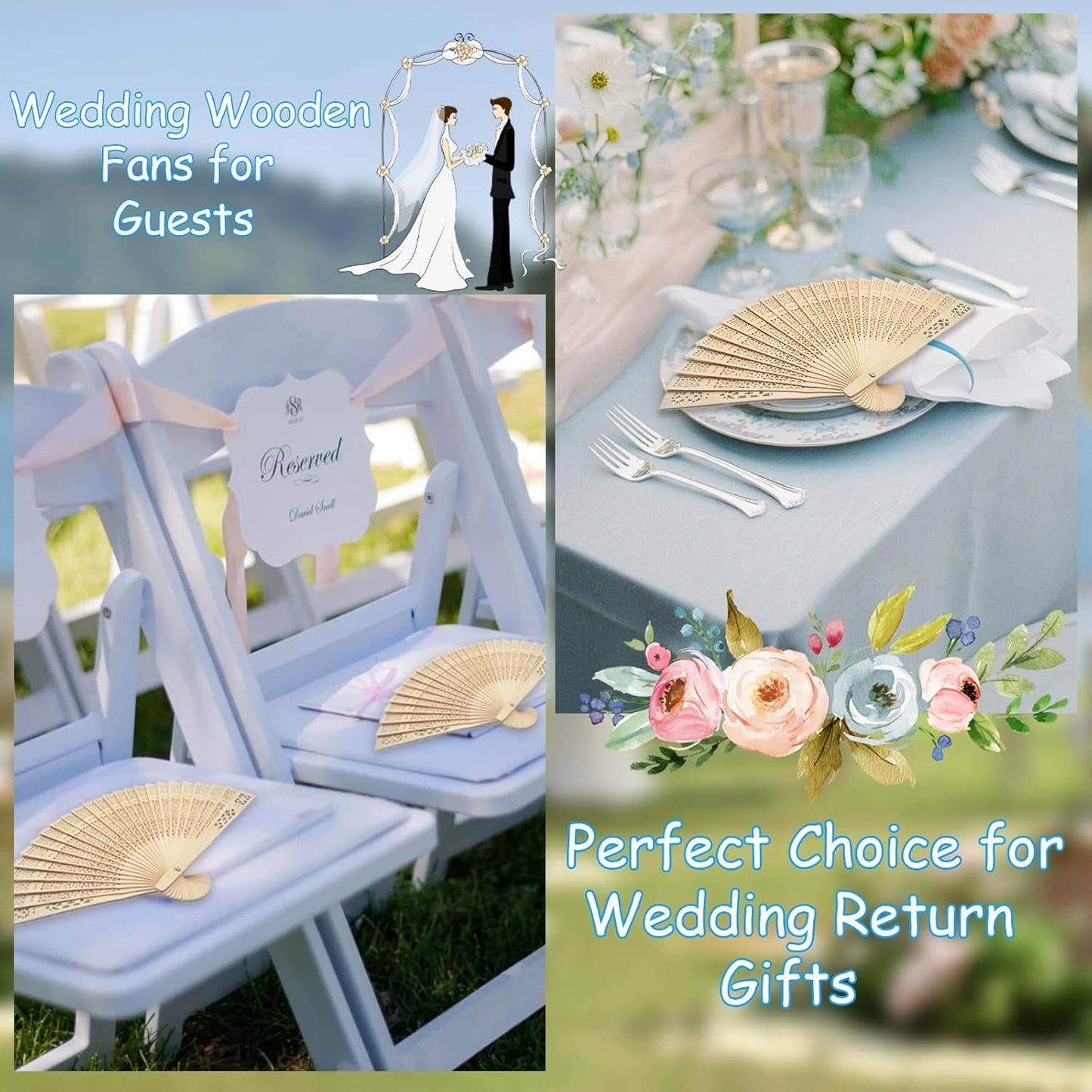 100Pcs Wedding Fans Personalized Folding Hand Fans Custom Sandalwood Wedding Fans with Organza Bags Wedding Party Favor Wedding Fans for Guests (30)