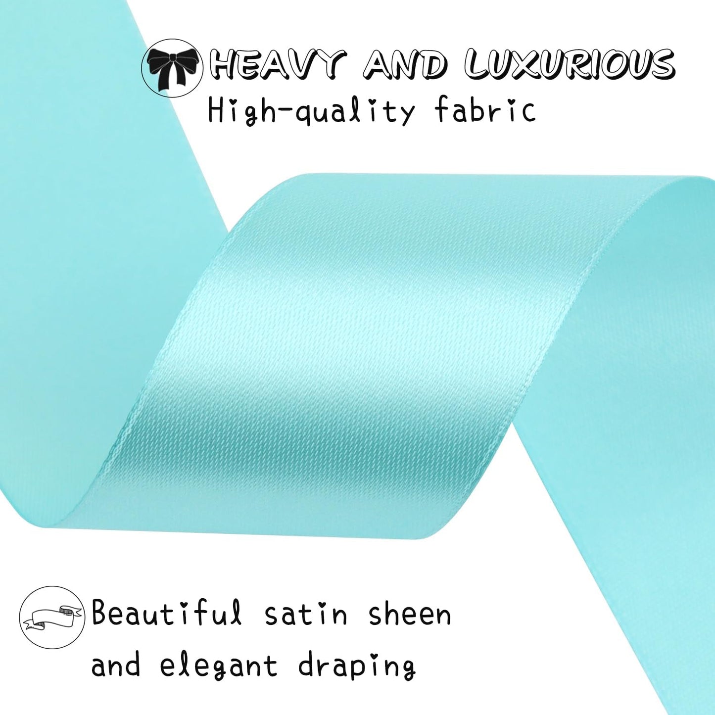 Lake Blue Solid Satin Ribbon 1-1/2 Inch 50 Yards Solid Polyester Fabric Ribbon for Gift Wrapping Wedding Christmas Baby Shower Birthday Party Decoration Handmade Immortal Flower Craft