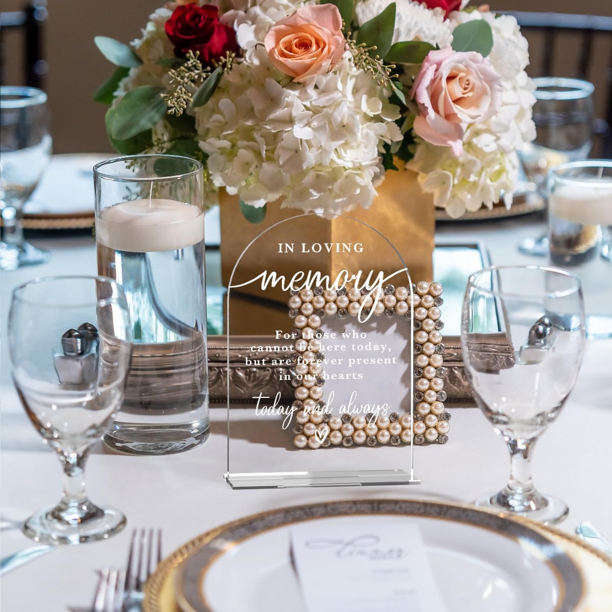 In Loving Memory Acrylic Wedding Sign Memory Table Sign for Wedding Wedding Signs for Ceremony Modern Calligraphy Arch Acrylic Table Top Sign for Wedding Reception and Event Party Table