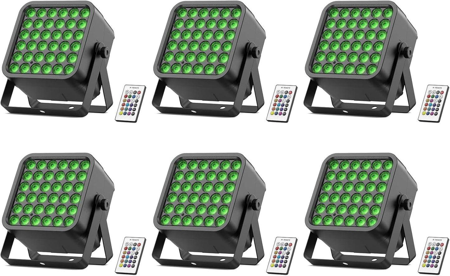 Rechargeable Par Can Lights, 72W RGB 5200mAh Uplights Battery Powered Stage Light, Wireless DJ Lights Sound Activated with Remote & DMX Control for Festivals, Weddings, Bars, Churches, DJ (6 Packs)