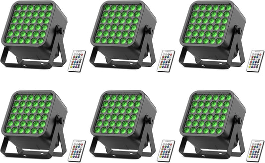 Rechargeable Par Can Lights, 72W RGB 5200mAh Uplights Battery Powered Stage Light, Wireless DJ Lights Sound Activated with Remote & DMX Control for Festivals, Weddings, Bars, Churches, DJ (6 Packs)