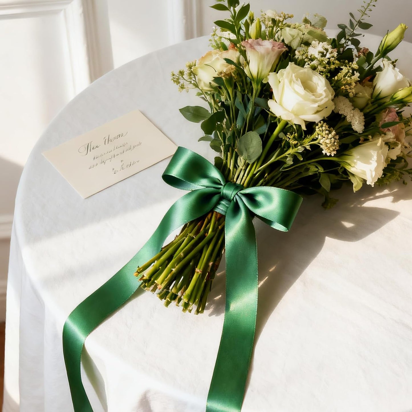 NESCCI 100 Yards Ribbon,1-1/2 Inch Dark Green Satin Ribbon,Single Face Satin Ribbons,Perfect for Gift Wrapping,Wedding Decoration,Handmade Bows,Wrapping Bouquet,Halloween, Christmas