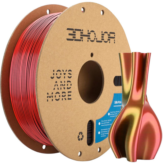 Silk PLA Filament 1.75mm Black Red Gold Triple Color PLA 3D Printer Filament 3 in 1 Coextrusion 1KG Spool(2.2lbs) 3D Printing Filament Dimensional Accuracy +/- 0.03mm