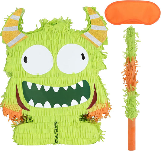 Halloween Monster Pinatas Bundle with a Blindfold and Bat (16.4x12.5x4 Inches), Halloween Parties Supplies Game and Decoration