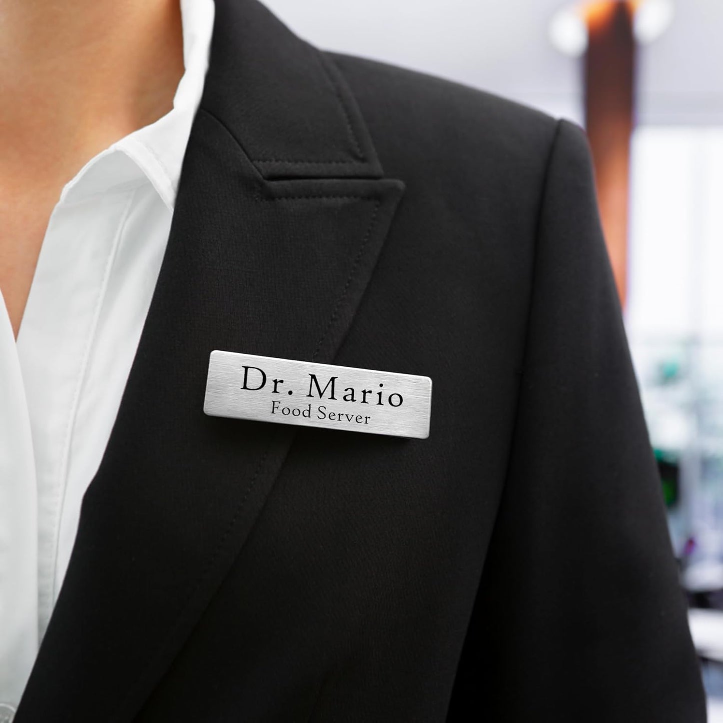 Magnetic Name Tags Personalized - Metal Engravable Name Badges with Pin or Strong Magnetic Backing for Teachers, Kids, Business, 1x3 Inch (Silver, Design 1)