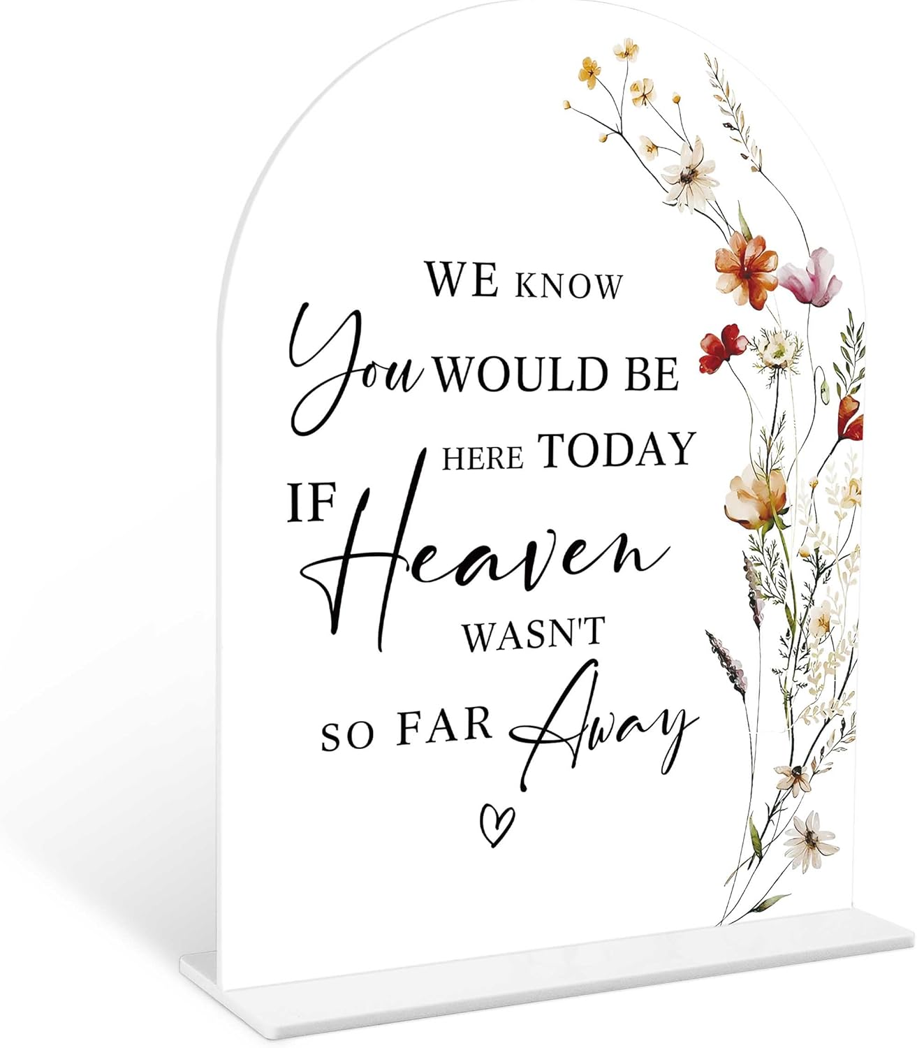 Boho Floral Wedding Memorial Sign, 6 x 8 Inch White Arch Acrylic Wedding Sign with Holder, Wedding Decoration, Wedding Supplies