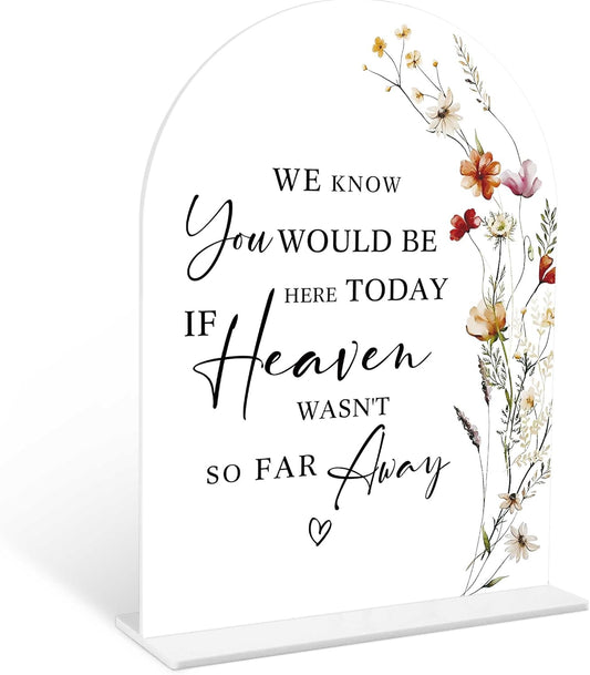 Boho Floral Wedding Memorial Sign, 6 x 8 Inch White Arch Acrylic Wedding Sign with Holder, Wedding Decoration, Wedding Supplies