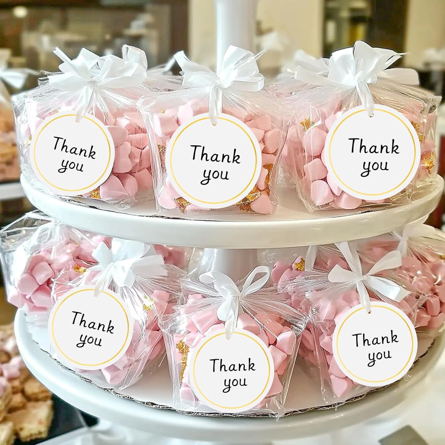 120 PCS White Gift Tags, 2'' Round Gift Tags with String Marking Hang Tag Writable Blank Tag for Presents Labeling DIY Craft Project Wedding Baby Shower Favors Stocking Stuffers