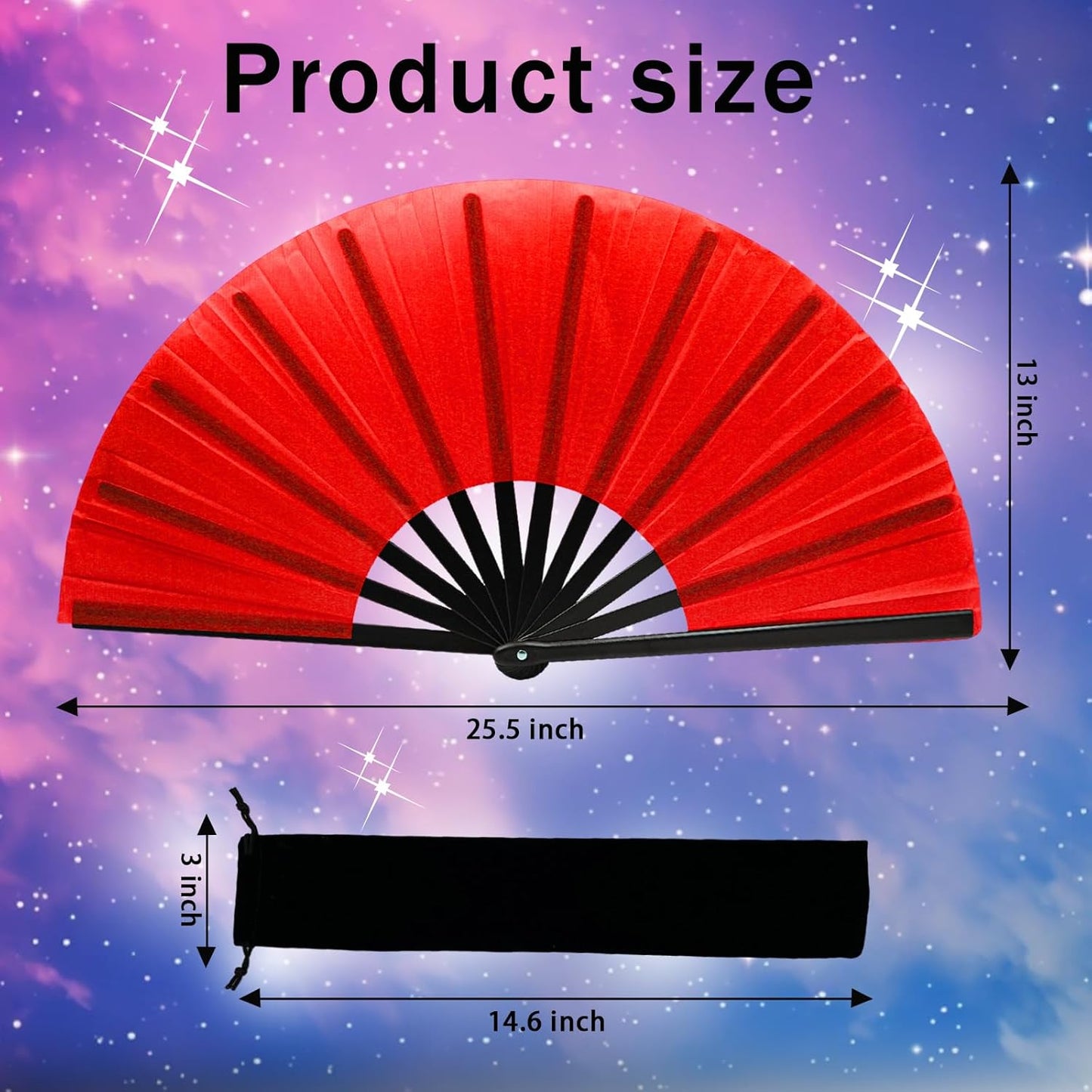 13inch Large Rave Fan Popping Clacking Fans for Line Dancing,Hand Fans for Women Foldable,Boots on The Ground Fan,Portable for Outdoor,Wedding,Party,Decoration (1pcs red)