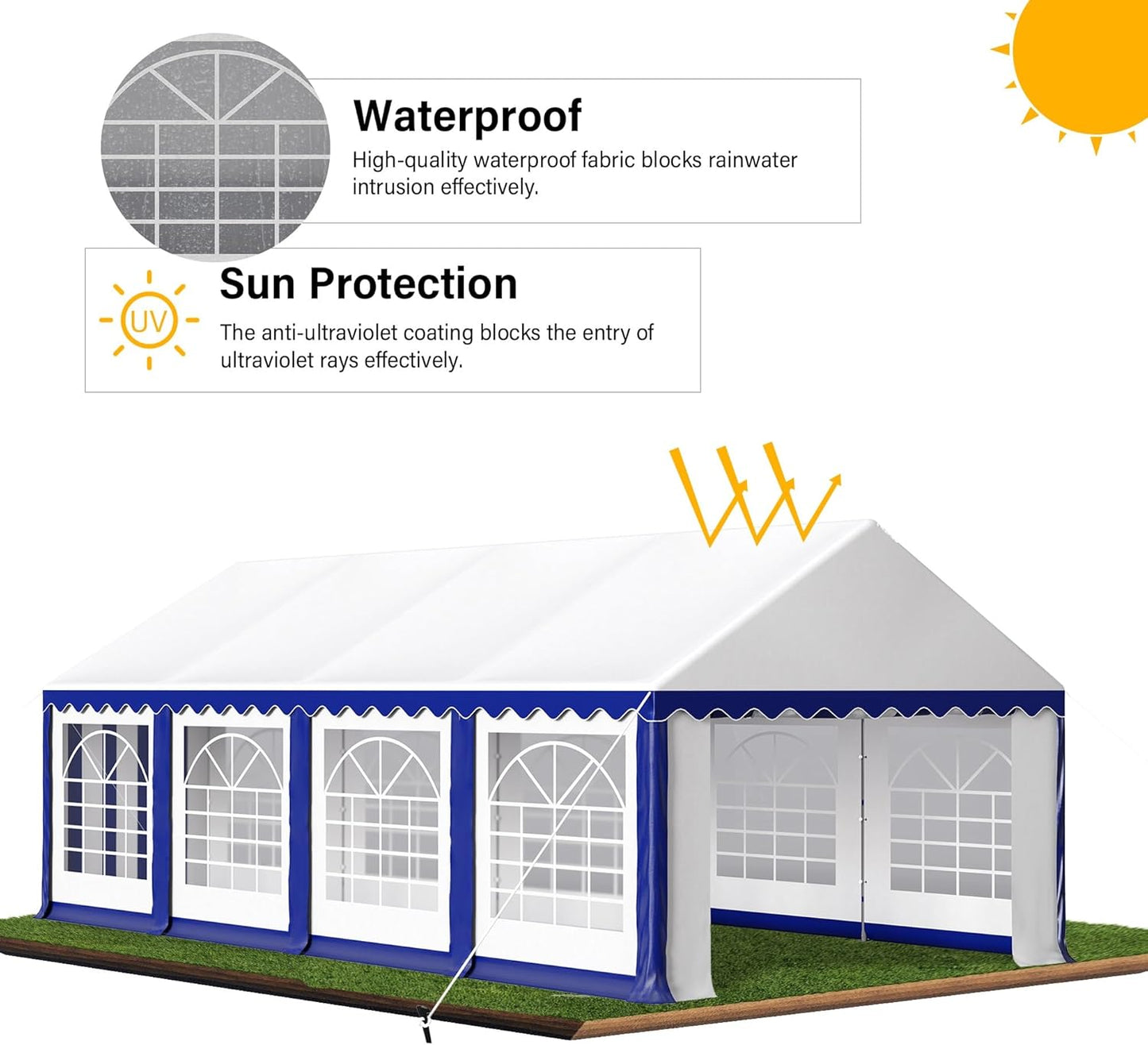 HERA'S PALACE 13'x 26' Outdoor Tents for Parties Large Canopy Tent with 10 Removable Sidewalls Heavy Duty Party Tent for Graduation Wedding and Birthday (Blue)