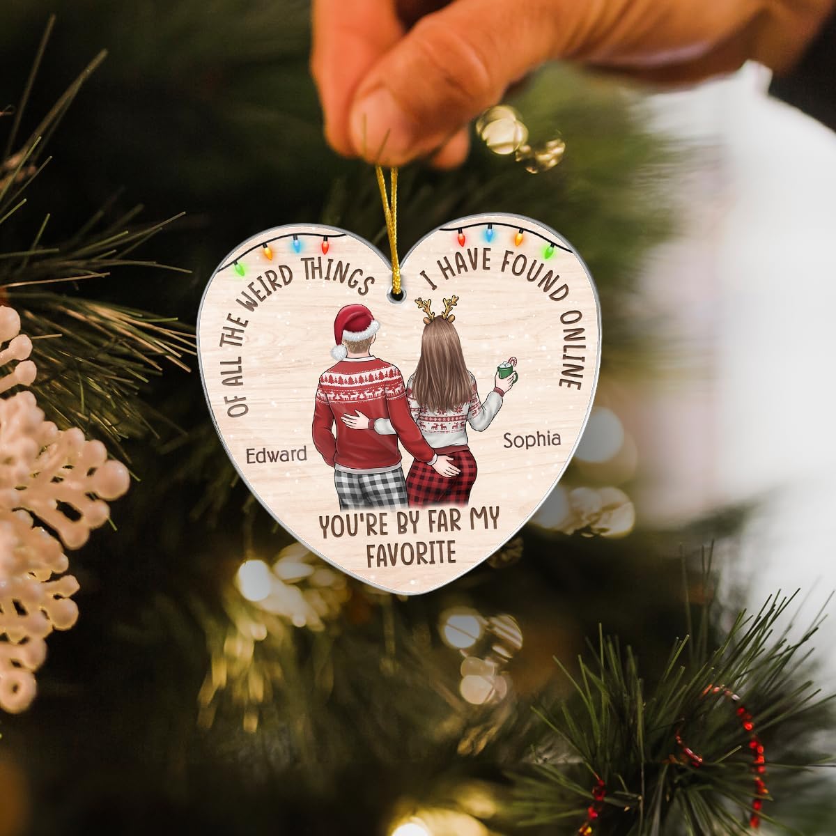 Pawfect House All of The Weird Things I Have Found Online, Anniversary Birthday Gifts for Couples, Personalized Wooden Christmas Ornaments Gifts for Couple, Christmas Tree Gift for Husband from Wife