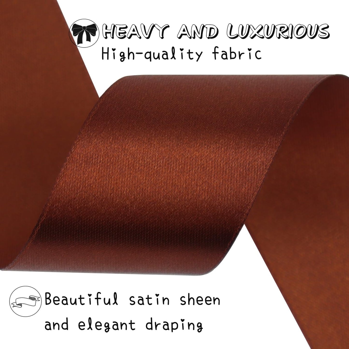 Brown Solid Satin Ribbon 1-1/2 Inch 50 Yards Solid Polyester Fabric Ribbon for Gift Wrapping Wedding Christmas Baby Shower Birthday Party Decoration Handmade Immortal Flower Craft
