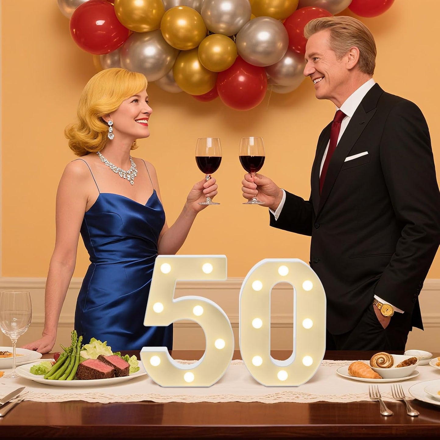 LED Marquee Light Up Numbers Sign - Lighted Birthday Numbers Sign for 80th Birthday Party Decoration, Bar Wall, Home, Table Room, Wedding and Christmas Decorations, Number 80