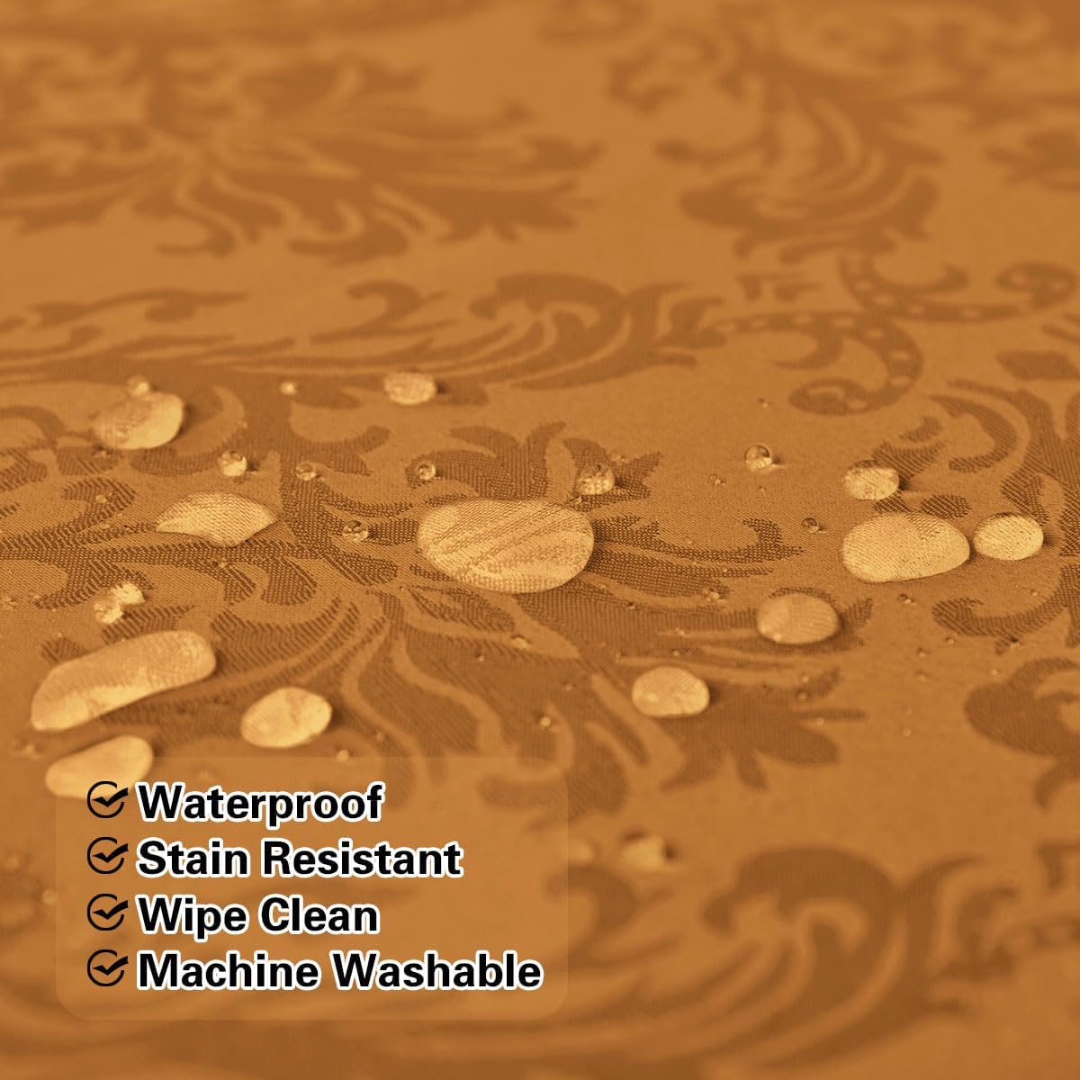 SASTYBALE Fall Tablecloth for Rectangle Tables 60 x 102 Inch Spill Proof Washable Autumn Jacquard Damask Heavy Table Cloth, Polyester Table Cover for Thanksgiving, Harvest, Holiday, Amber/Bronze