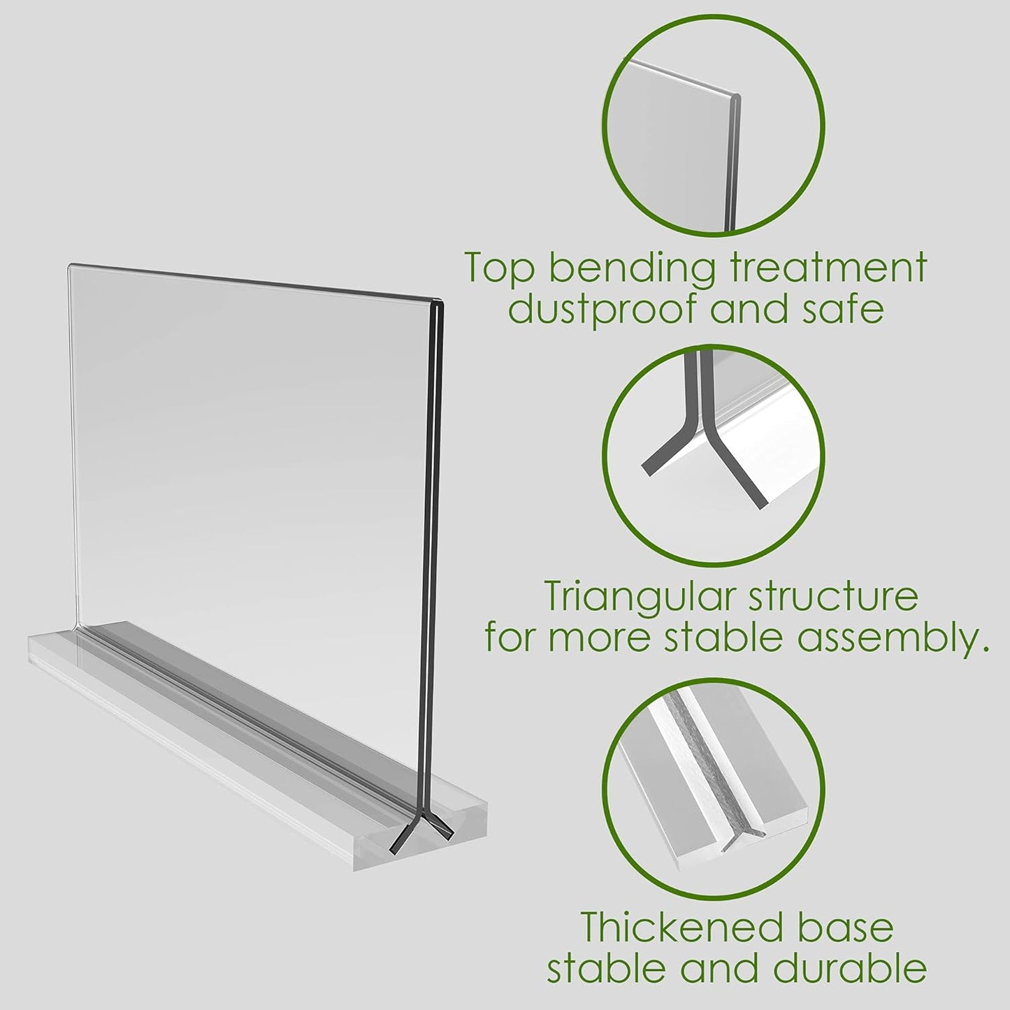 newnewshow Acrylic Sign Holder 11x8.5 Inch 3 Pack Horizontal T Shape Double-Sided Desktop Display Holder. (Optional 8.5x11 8.5x5.5 5x7 Horizontal and Vertical)