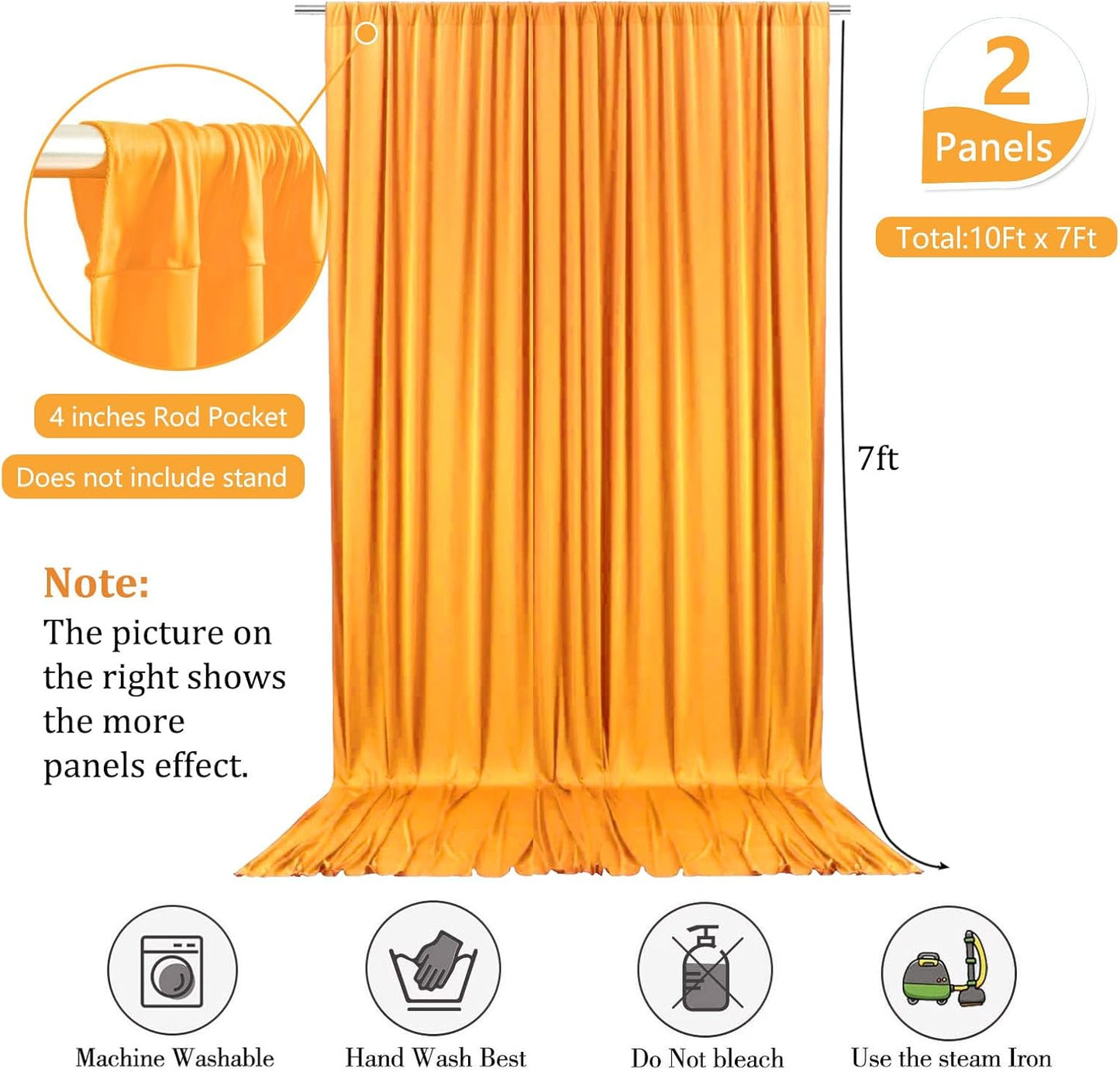 10 x 7 Feet Orange B Backdrop Curtain for Partie, Background Curtains for Photoshoot, Birthday, Wedding, Halloween, Thanksgiving, Christmas, New Year Party Decorations 5Ft x 7Ft, 2 Panels