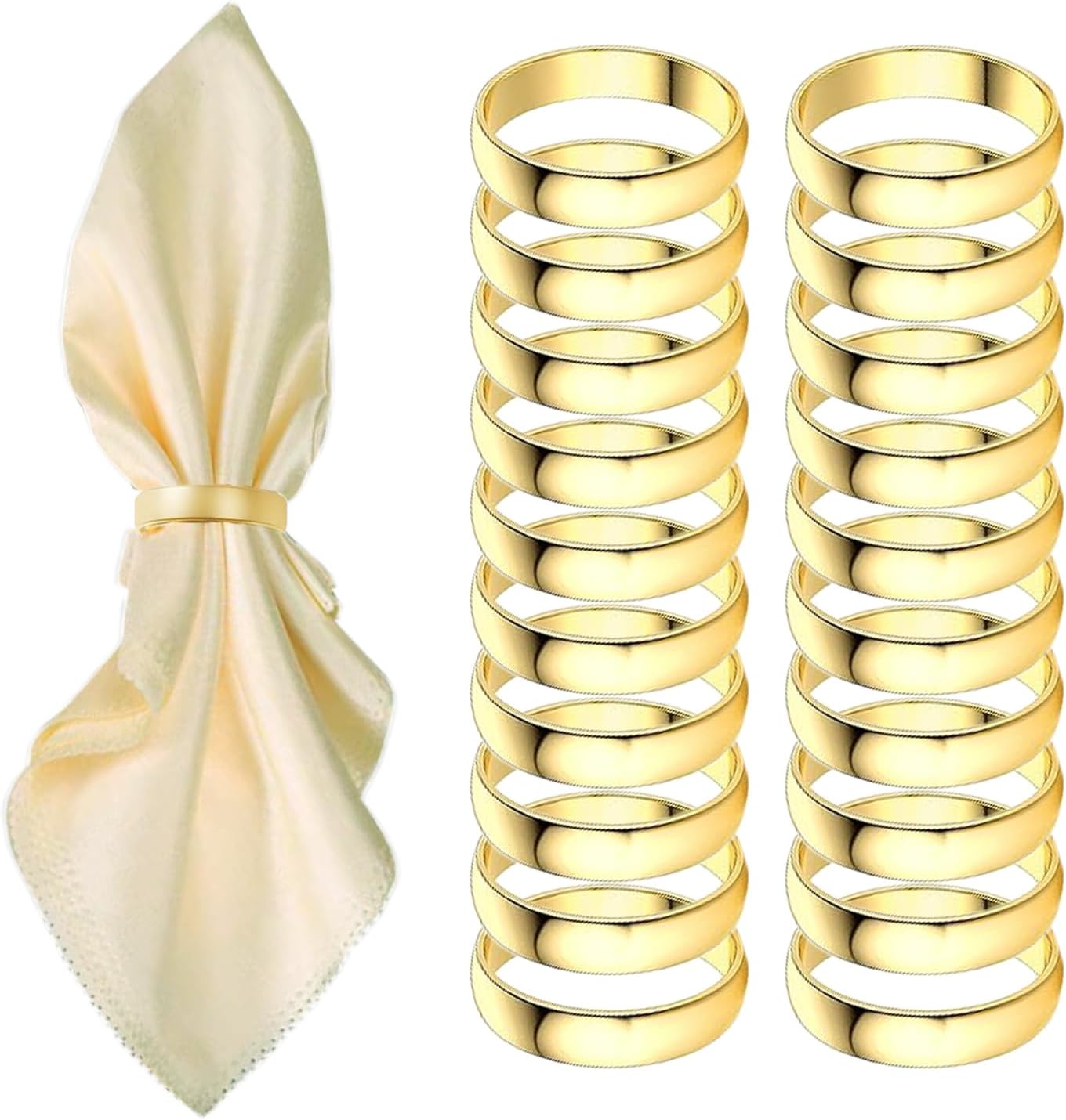 Gold Napkin Rings-20 Pcs Stainless Steel Napkin Rings,Metal Napkin Ring for Table Settings Wedding Christmas Party Dinner Table
