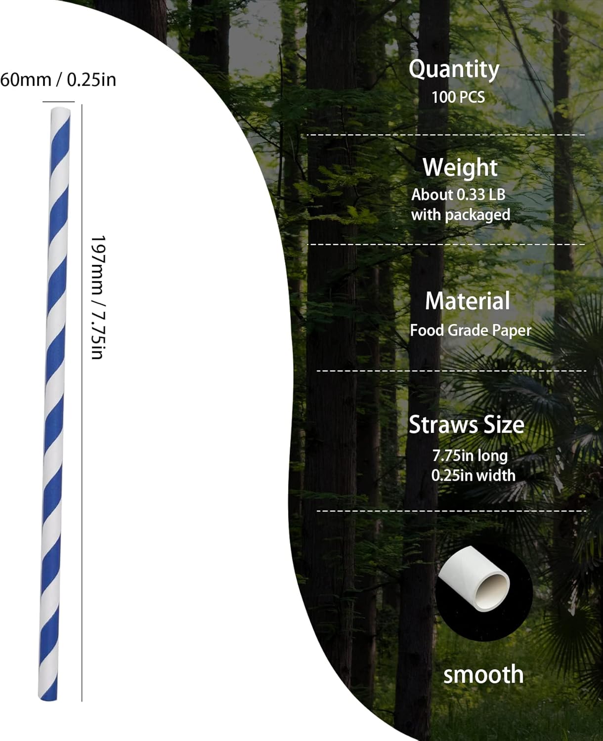 Navy Blue Striped Paper Drinking Straws, Disposable Swirl Retro Navy Stripes Straws for Lemonade, Water and Juice, Anchor Nautical Party Decorations