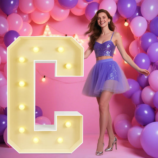 Marquee Light Up Letters: 4FT Large Decorative Signs for Party Decorations Baby Shower Birthday Wedding Engagement Anniversary, 4 Feet Tall Pre-Cut DIY Foamboard Letter C - Easy to Assemble