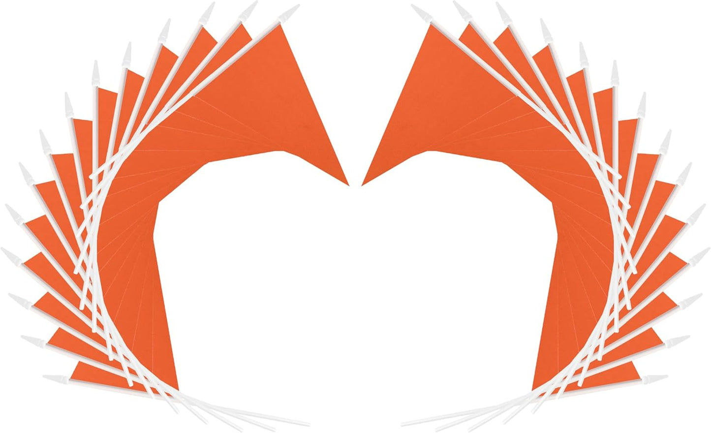 12 Pack Orange Pennant Flags Small Mini Hand Held Solid Color Pennant On Sticks Flags with 12.6"Solid Pole & Spear Top,Party Events Celebration,School,Grand Opening,Kids Birthday,Sports Clubs