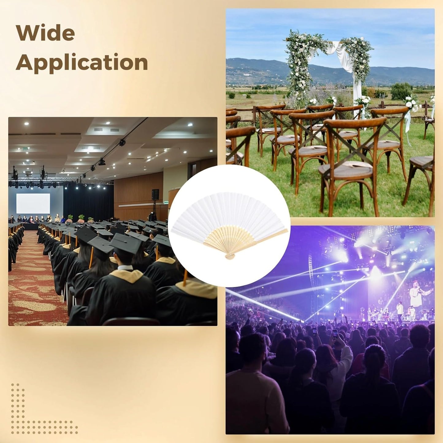 OMISTAR 100 Pcs White Paper Fans, Blank Folding Fan with 2 Storage Baskets, Customizable Wedding Fans, DIY Handheld Fan for Guests, Lightweight Craft Supplies for Party