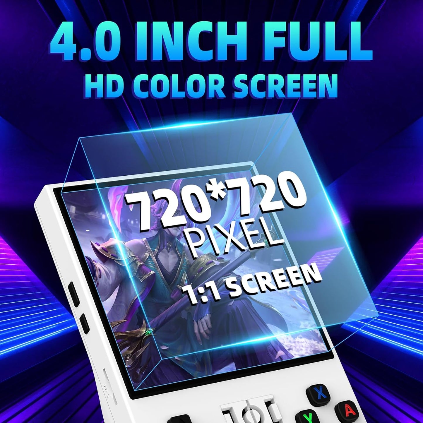 R36MAX Retro Handheld Game Console - 64GB Preloaded Classic Video Games, Support 30+ Simulators, Linux-Powered Portable Game Emulator Console with 4.0-in HD IPS Screen (White)