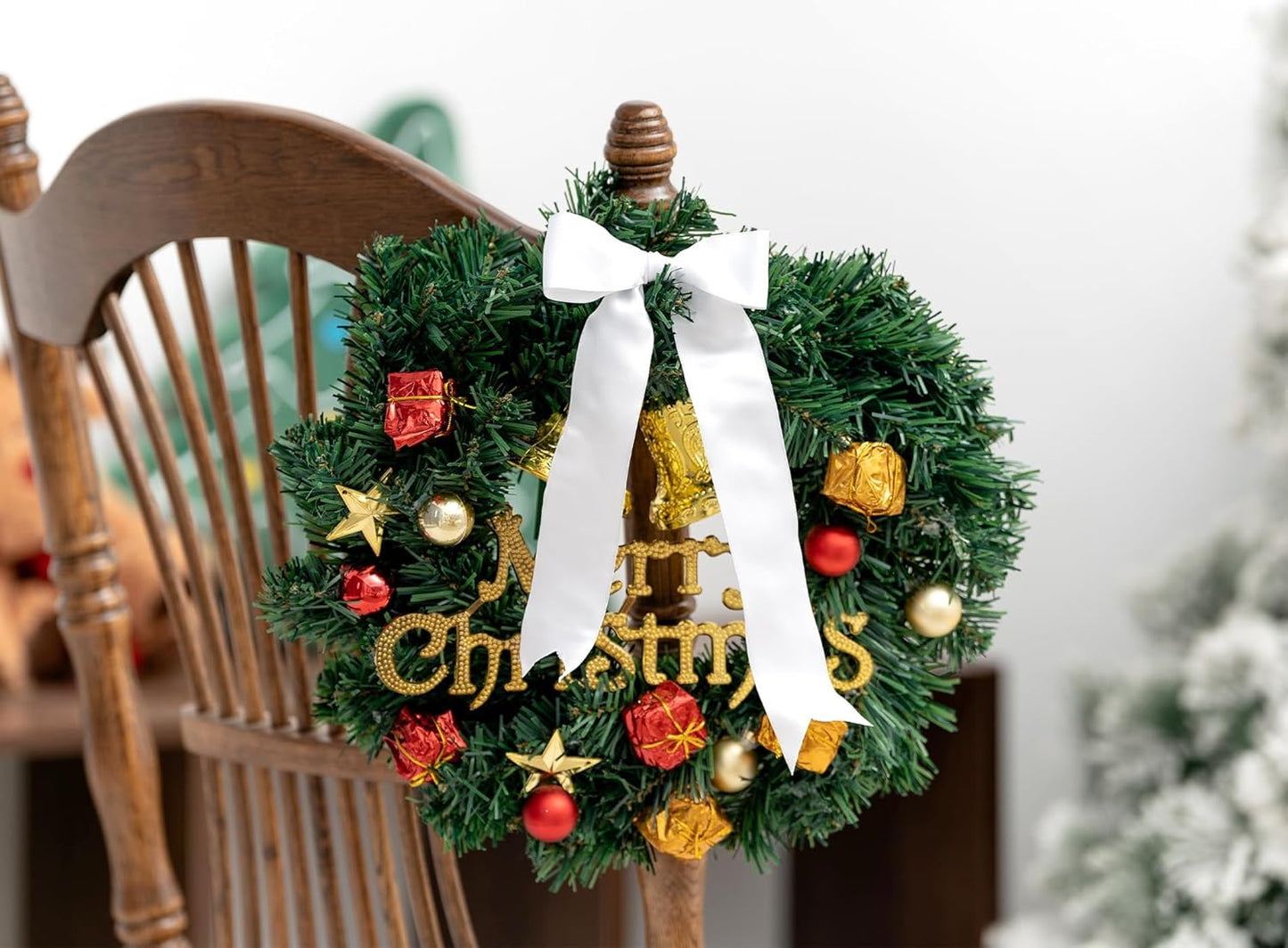 White Satin Ribbon Double-Faced Wired Ribbons for Gift Wrapping Flower Bouquet Bows Wedding Invitation Christmas Decor Crafts 1-1/2 Inch 10 Yards