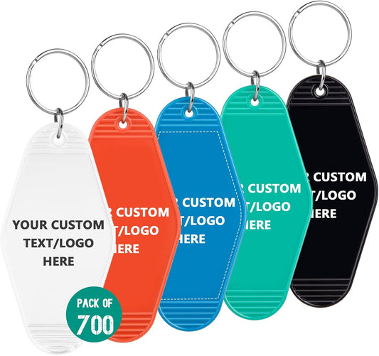 Custom Vintage Hotel Motel Keychains 700 Pack, Personalized Logo, Text Bulk - Perfect for Tradeshows, Campaign Gifts - Customizable Key Tags