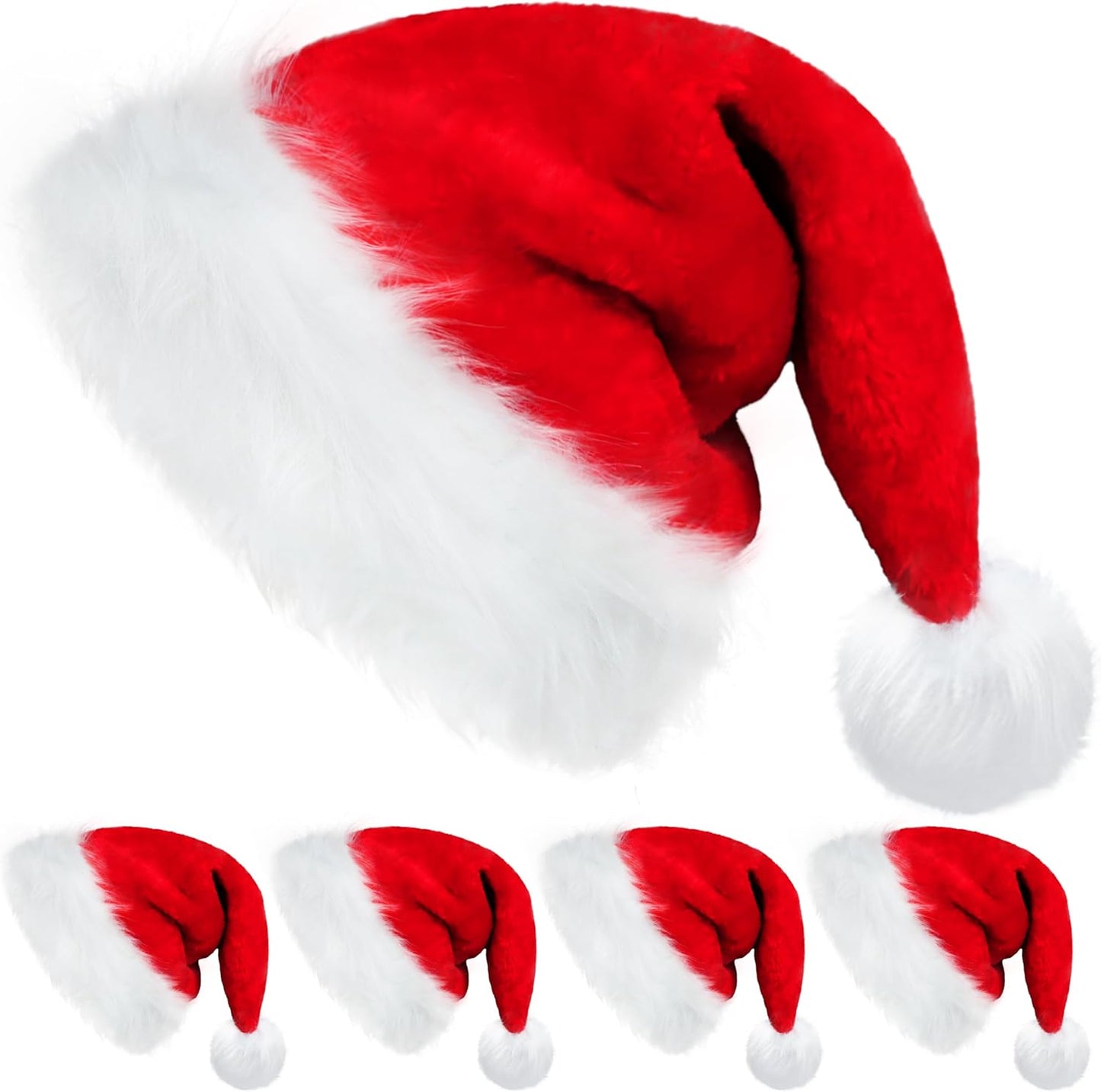 MNKXL Velvet Santa Hats Adults,Santa Hat for Women and Men,Unisex Soft Thicken Fur Santa Claus Hat,Christmas Holiday Headwear