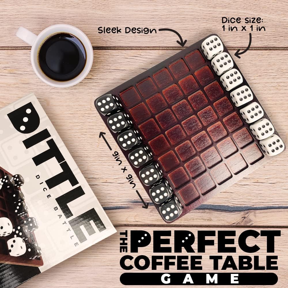 Dittle™️- Dice Battle | 2 Player Dice Games for Adults | Adult Board Games for 2 Players | Best Two Player Game for Adults | Two Person Wooden Coffee Table Fun | Bar Game for Adult Indoor Tabletop