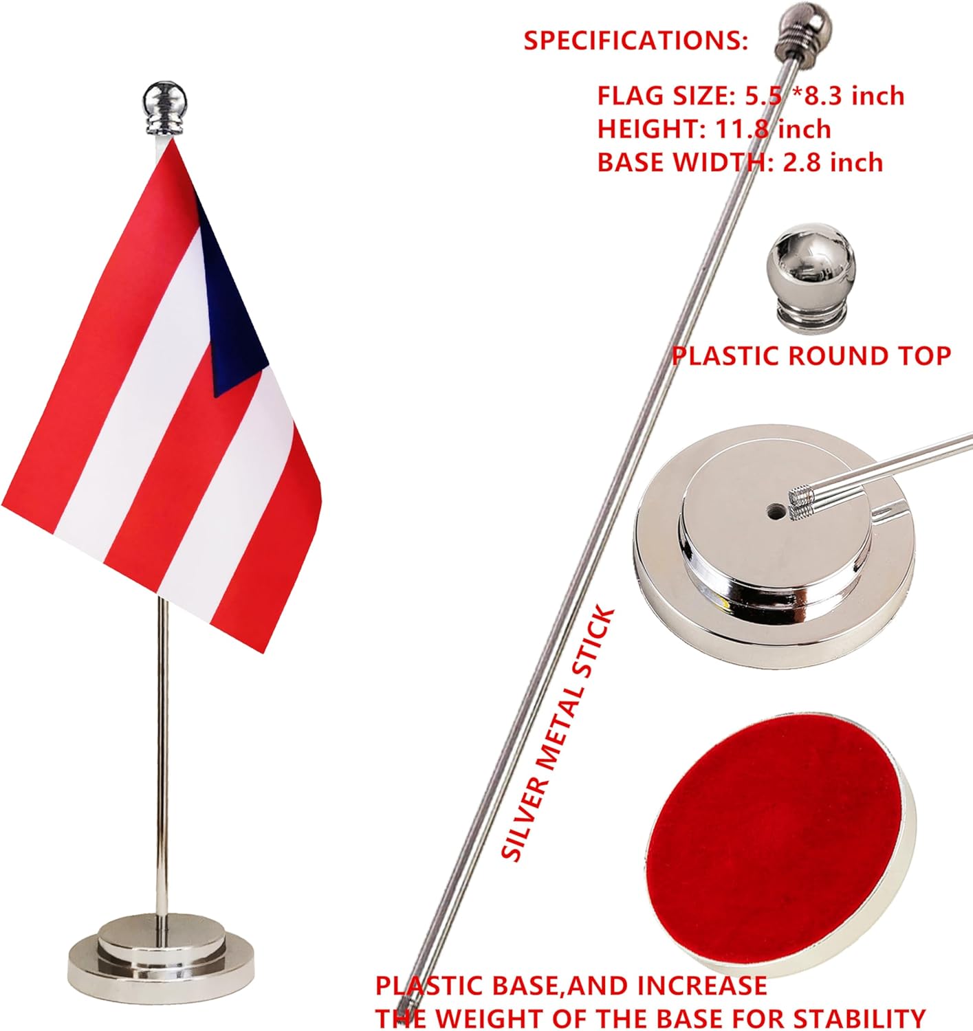 Puerto Rico Puerto Rican Deluxe Desk Flag Set Small Mini Miniature Puerto Rico Puerto Rican Table Desktop Flags,Festival Events Celebration,Office Decoration-2 Pack