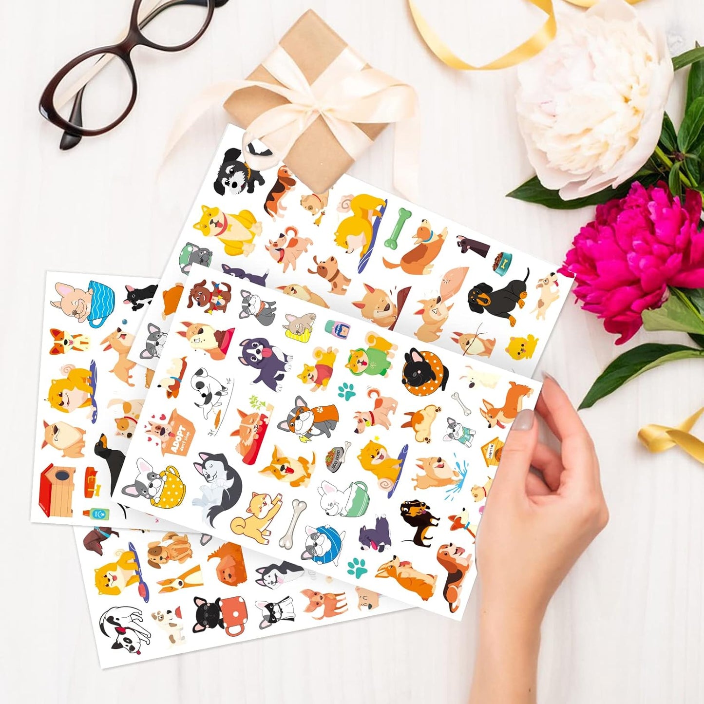 Cute Dog Stickers Puppy Pet Decal Sticker 780 Counts Party Gifts Goodie Bags Decor School Reward Animal Birthday Party Favors Vinyl Waterproof Dog Water Bottle Laptop Stickers Invitation Decor