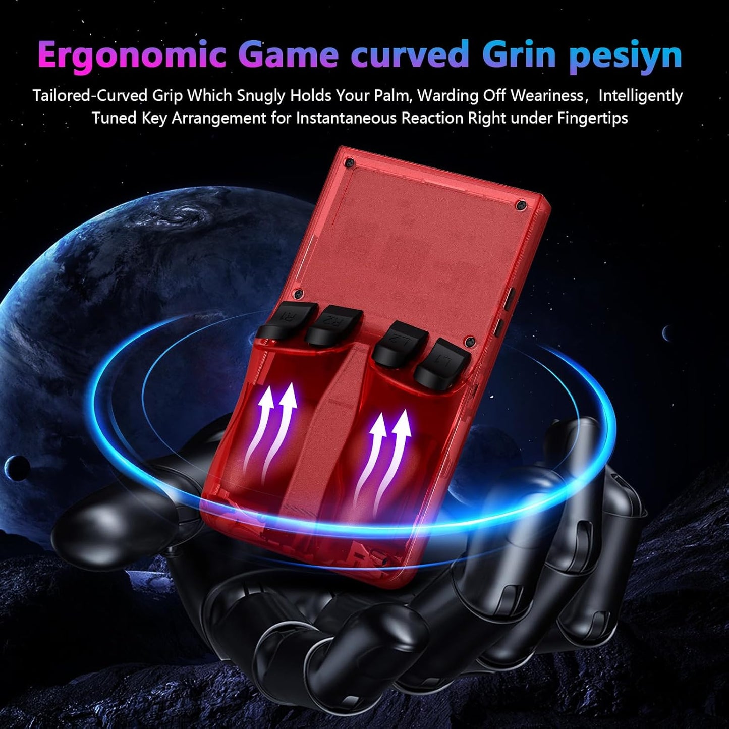 R36MAX Retro Handheld Game Console, 4.0 Inch 720x720 IPS Screen, Built-in 22,000+ Classic Game, Portable Hand Held Open Source Linux System, 4000mAh Battery Retro Gaming Console (Red 128GB)