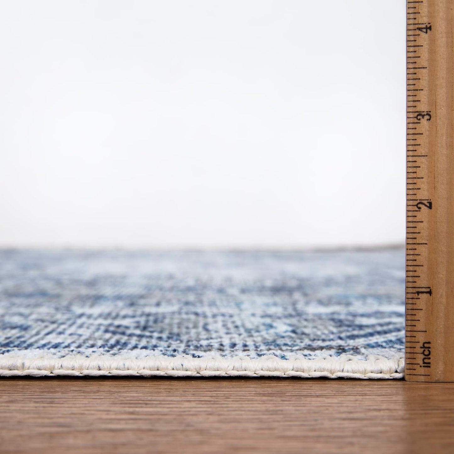 Bloom Rugs Washable Non-Slip 7 ft Runner - Blue/Gray Traditional Runner for Entryway, Hallway, Bathroom, and Kitchen - Exact Size: 2.5' x 7'