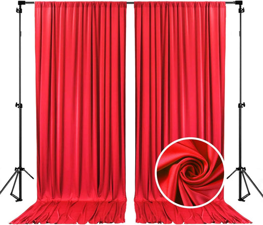 10 x 7 Feet Red Backdrop Curtain for Partie, Background Curtains for Photoshoot, Birthday, Wedding, Halloween, Thanksgiving, Christmas, New Year Party Decorations 5Ft x 7Ft, 2 Panels