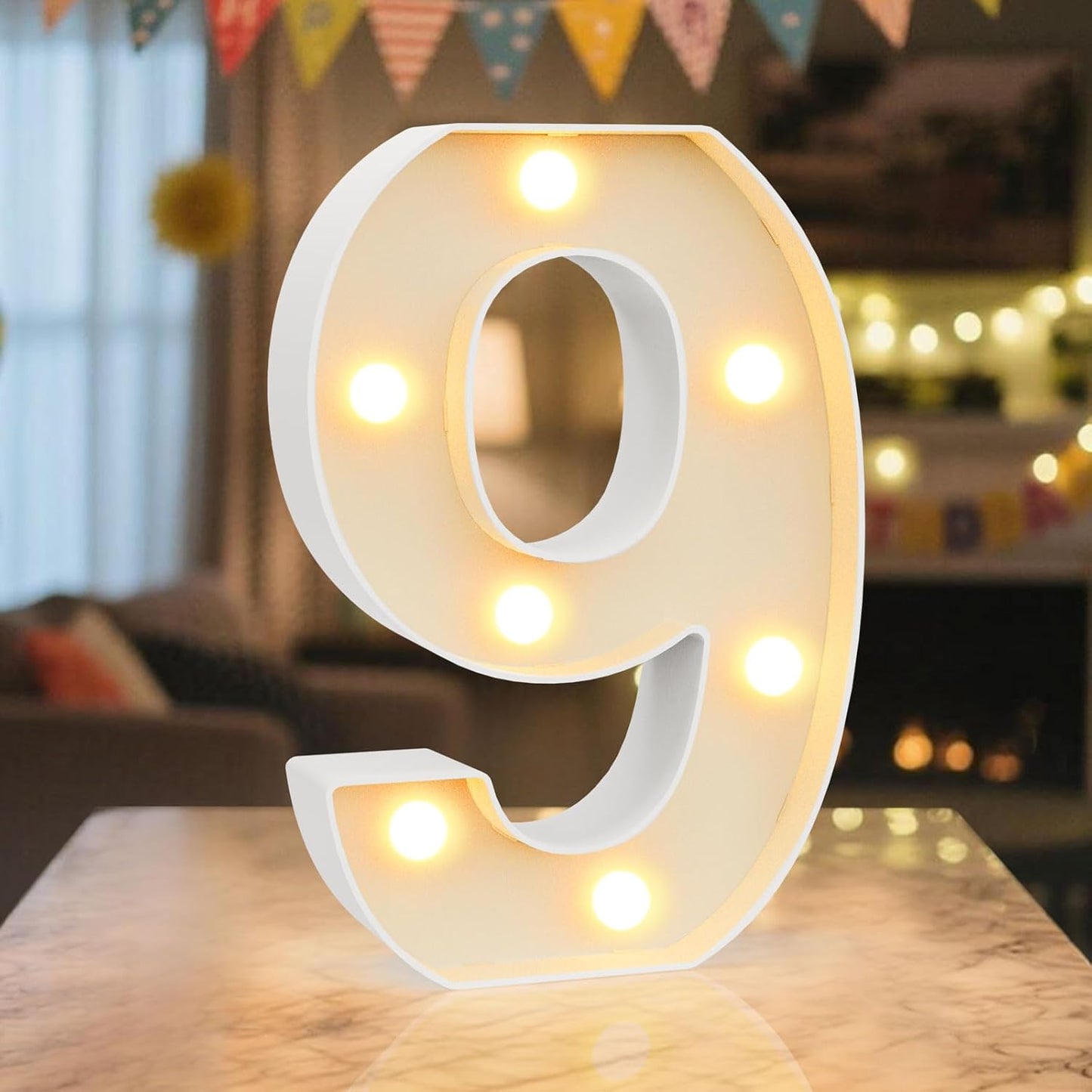 LED Marquee Light Up Numbers Sign - Lighted Birthday Numbers Sign for Birthday Party Decoration, Bar Wall, Home, Table Room, Wedding and Christmas Decorations, Number 9
