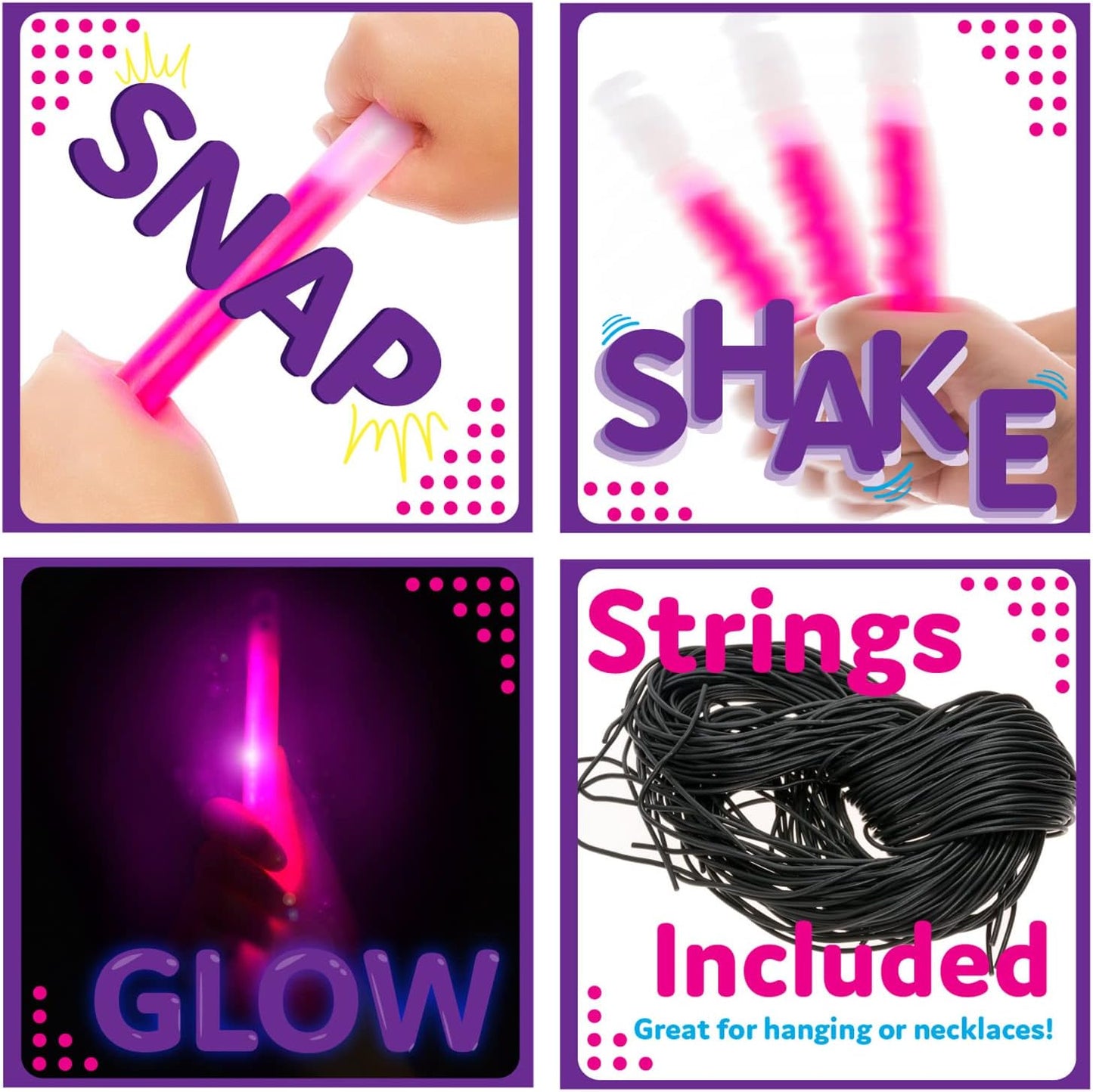 PartySticks Glow Sticks Party Supplies for Kids and Adults (30pk Assorted) - 6 Inch Bulk Glow Light Up Sticks Party Favors, Glow in the Dark Party Decorations, Waterproof Nontoxic Glow Necklaces