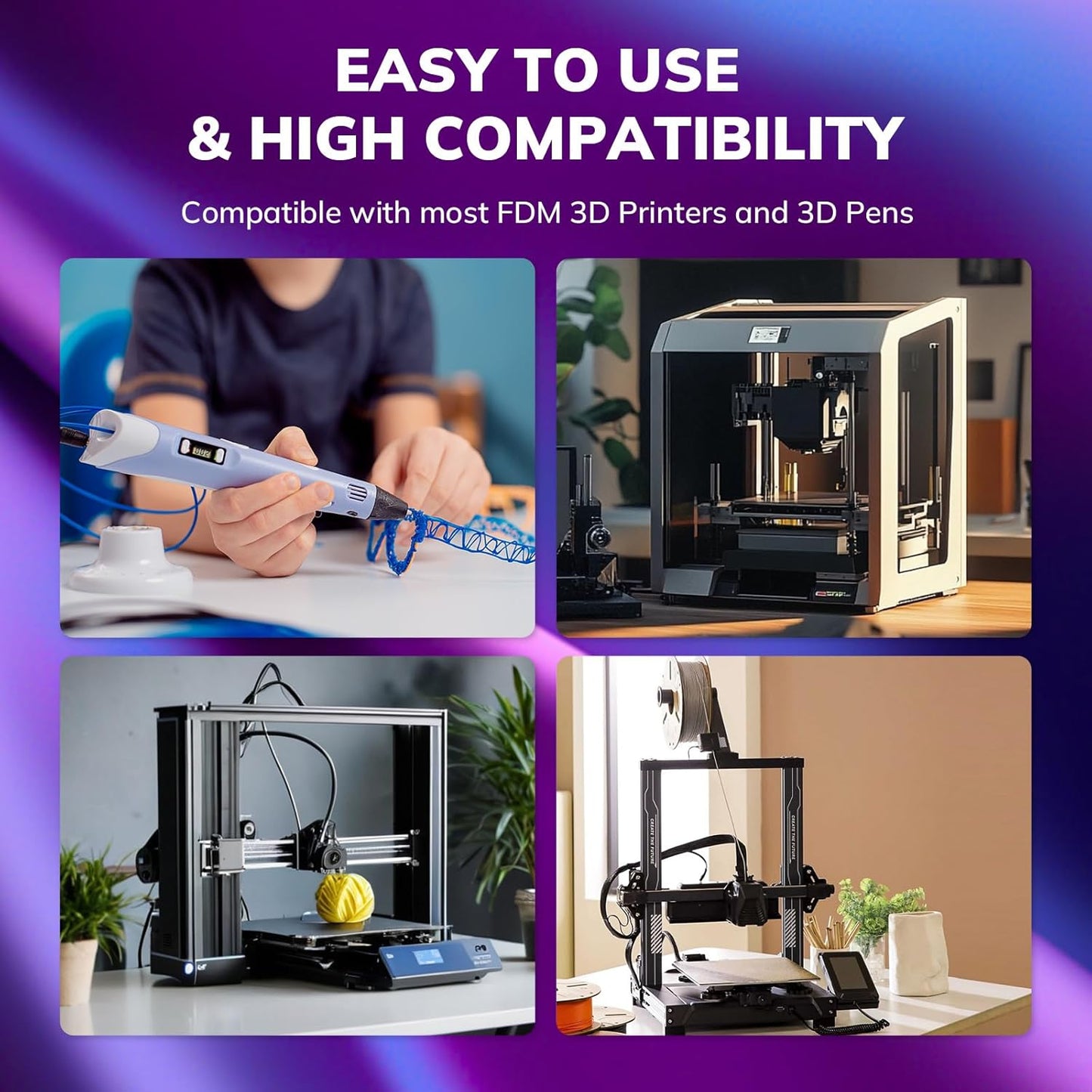 AMOLEN Silk PLA 3D Printer Filament, Shiny Dual Color PLA 1.75mm, Multicolor Change 3D Printing Filament for Most FDM 3D Printer, 1kg Spool(2.2lbs), Blue Fuchsia