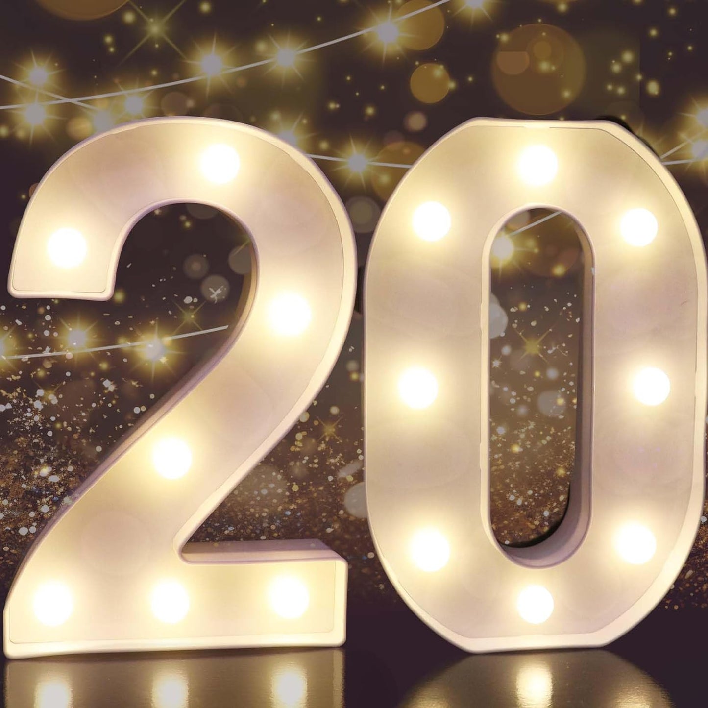 Pooqla 20th Birthday Decorations for Her Him, Light Up Number 20 for Party Table Decorations, 20th Birthday Gift for Women Men, Backdrop Wall Decor for 20th Wedding Anniversary Decoration