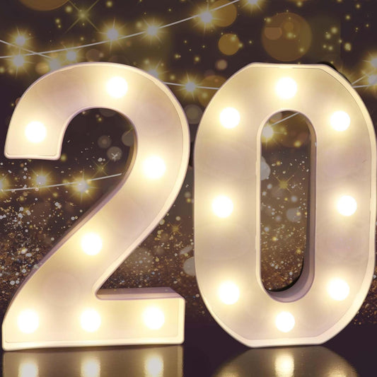 Pooqla 20th Birthday Decorations for Her Him, Light Up Number 20 for Party Table Decorations, 20th Birthday Gift for Women Men, Backdrop Wall Decor for 20th Wedding Anniversary Decoration