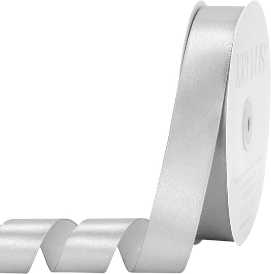 Silver Satin Ribbon 1 inch X Continuous 100 Yards, Single Face Polyester Ribbon Perfect for Gift Wrapping, Flower Bouquet, Wedding Decor, Crafts, Bow Making, Sewing and More