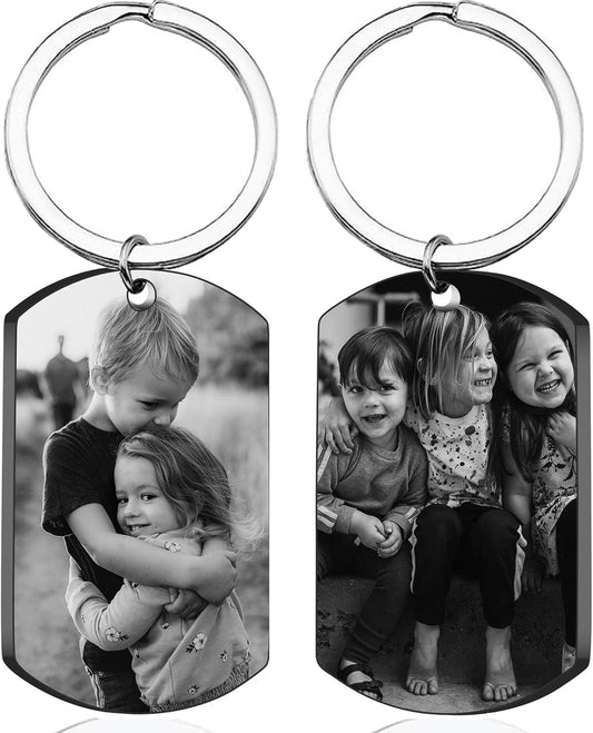 Personalized Double-sided Photo Text+Icons Keychain Drive Safe Boy Girlfriend Pet Memorial Anniversary Custom Keychain Gifts
