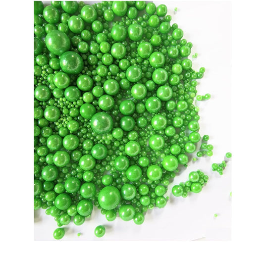 Edible Christmas Green Pearl Sugar Sprinkles Candy Baking Edible Cake Decorations Cupcake Toppers Cookie Decorating Celebrations Wedding Shower Party Chirstmas Supplies 120g/ 4.2oz