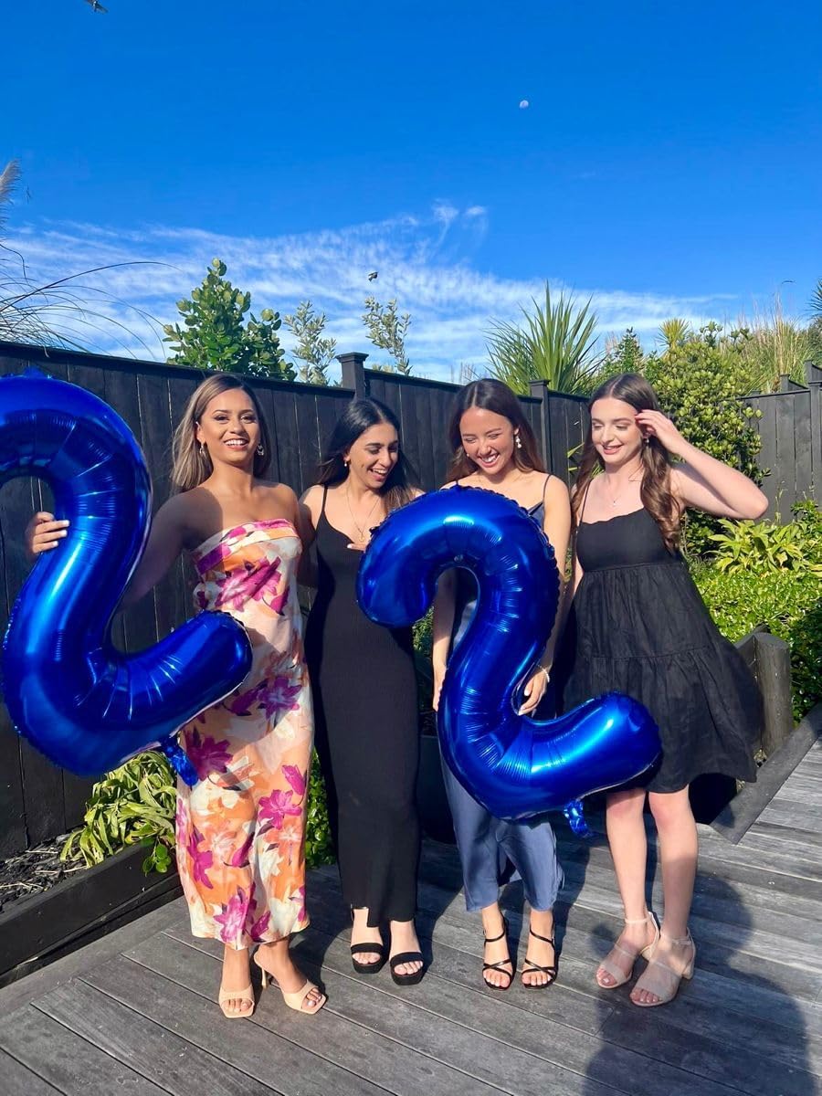 40 Inch Night Blue Large Number 4 Birthday Balloon, Giant Number Four 14 24 34 40 44 Balloons, Night Blue Foil Mylar Big Balloons for Anniversary Graduation Supplies Decorations