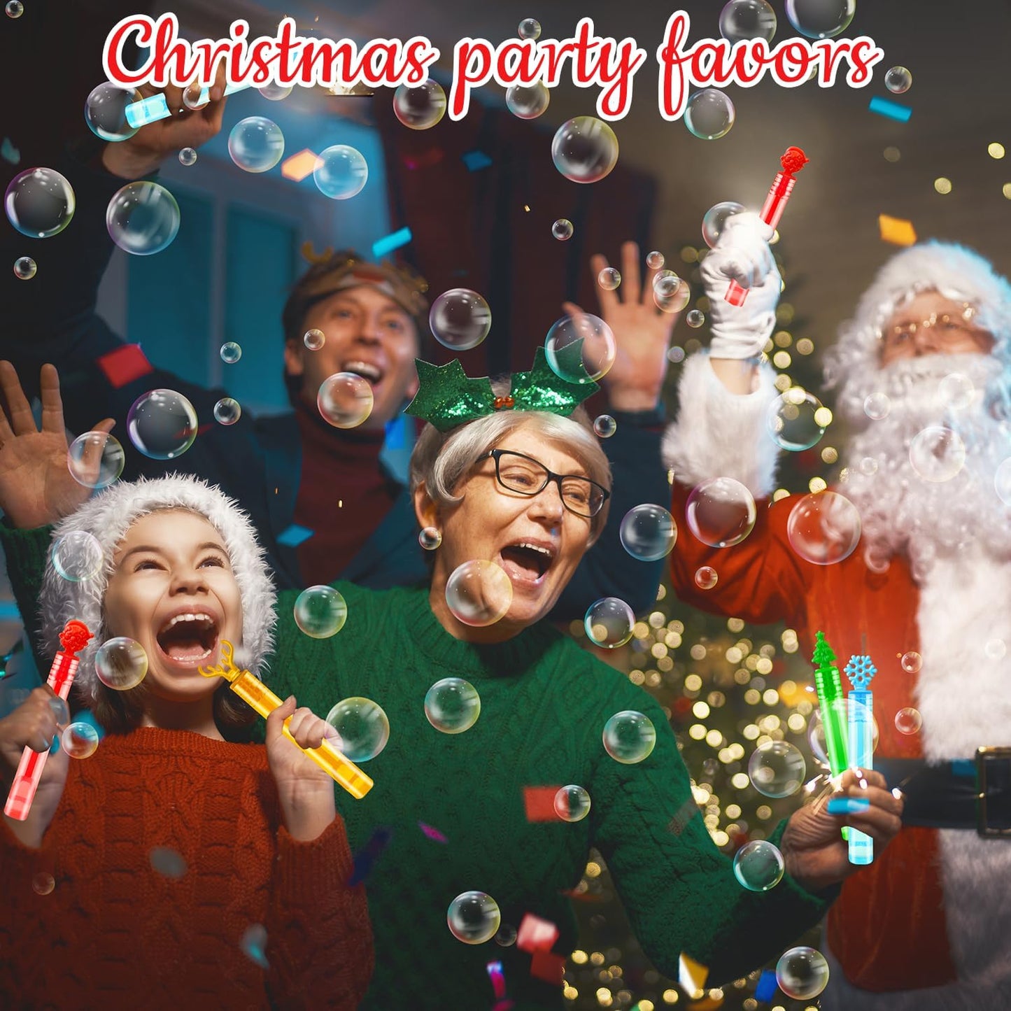 Christmas Mini Bubbles Wand Party Favors Supplies Bulk for Kids 100 Pack,Goodie Bag Stocking Stuffers Fillers for Toddlers,Small School Classroom Bulk Toys Gifts Treats Prizes Giveaways for Students